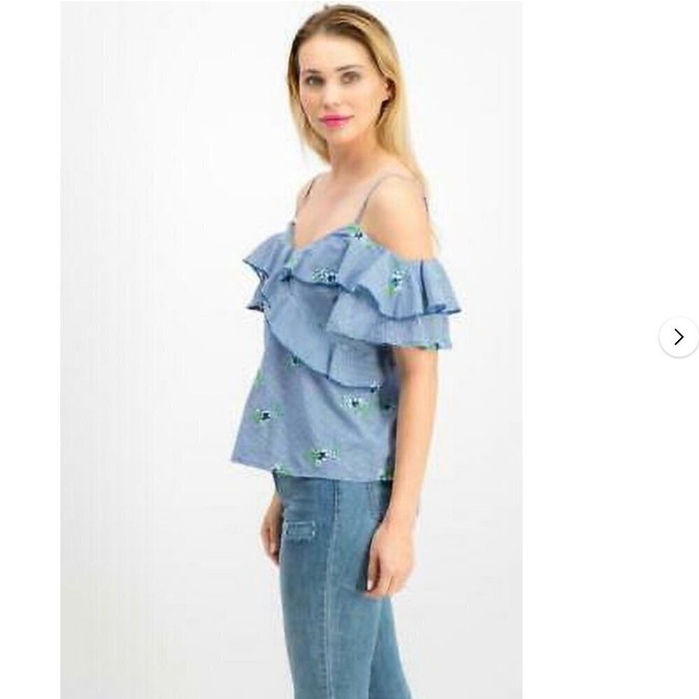 Gypsies & Moondust Juniors' Ruffled Gingham Off-The-Shoulder Blouse Size XL NWT - Picture 2 of 4